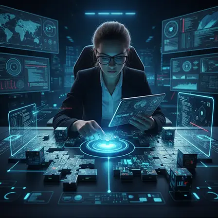 Снимка на човек, решаващ сложен пъзел, символизираща практическите умения по киберсигурност